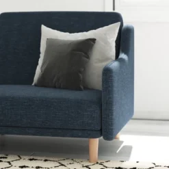 Emma And Oliver Plush Padded Upholstered Split Back Sofa Futon With Smooth Curved Removable Arms And Wooden Legs -Lush Living Store GUEST 83cd44ad 6352 4aa6 a586 2c31f538c776