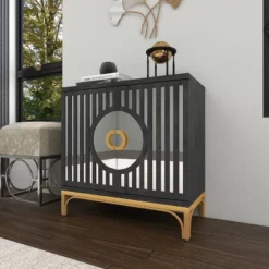 Art Deco Contemporary Mirrored Wood Cabinet Black - Olivia & May 33 Art Deco Contemporary Mirrored Wood Cabinet Black - Olivia & May -Lush Living Store GUEST 842431d5 84e2 4dc3 92e7 13595017ce55