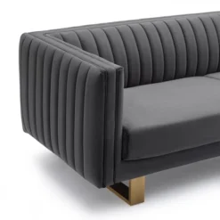 86" Delilah Velvet Sofa With Matte Gold Legs Dark Gray - Armen Living -Lush Living Store GUEST 842aee22 9192 48f3 be29 da9e6d5fe96d