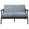 Carlson Velvet Upholstered Loveseat In Blue Gray And Dark Walnut - Lexicon -Lush Living Store GUEST 84339617 2d4a 497a b332 119c0681a195