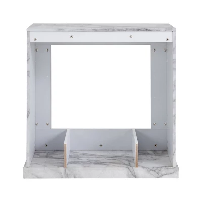 Dridun Faux Marble Fireplace White/Gray - Aiden Lane 10 Dridun Faux Marble Fireplace White/Gray - Aiden Lane - Image 8
