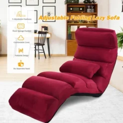 Costway Folding Lazy Sofa Chair Stylish Sofa Couch Bed Lounge Chair W/Pillow Burgundy -Lush Living Store GUEST 84da9d3f eeb9 41b0 a7b6 ae8184ab0663