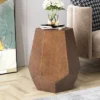 Pamsha Modern Hammered Iron Geometric Brushed Antique Side Table Bronze - Christopher Knight Home -Lush Living Store GUEST 84ec99b0 50ed 4ed1 8948 9e1d6345e6fc