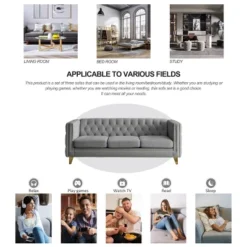 Living Room Modern Velvet Sofa With Button Tufted Square Arms And Metal Legs - ModernLuxe 23 Living Room Modern Velvet Sofa With Button Tufted Square Arms And Metal Legs - ModernLuxe -Lush Living Store GUEST 85b0068c 93b8 4fb7 a465 1fdff055ca6b