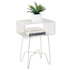 MDesign Modern Farmhouse Home Decor End Table, Wire Grid Storage Shelf -Lush Living Store GUEST 85da9e54 2bd7 41d7 8dc0 dde1c1427b56