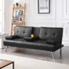 Yaheetech Convertible Faux Leather Sofa Bed Futon With Armrest -Lush Living Store GUEST 85f42ddc 37f2 44bb b9ba 8b8726f16043