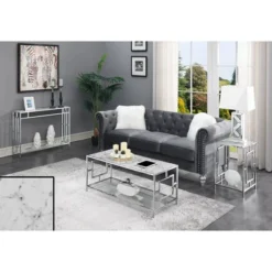 Town Square Chrome Console Table With Shelf White Faux Marble/Chrome Frame - Breighton Home 8 Town Square Chrome Console Table With Shelf White Faux Marble/Chrome Frame - Breighton Home -Lush Living Store GUEST 86326037 a726 4b30 a6cd cd9c52a74905
