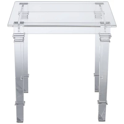 55 Downing Street Tustin Modern Lucite Acrylic Square Accent Side End Table 21 1/2" Wide Clear Tapered Legs For Living Room Bedroom Bedside Entryway 5 55 Downing Street Tustin Modern Lucite Acrylic Square Accent Side End Table 21 1/2" Wide Clear Tapered Legs For Living Room Bedroom Bedside Entryway - Image 3