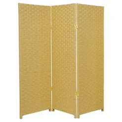 4 Ft. Tall Woven Fiber Room Divider (3 Panels) - Oriental Furniture -Lush Living Store GUEST 864ad75e da7d 4fa3 9a52 53dc83104846