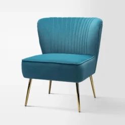 Quentin Velvet Accent Side Chair With Golden Metal Base | Karat Home -Lush Living Store GUEST 865f416a c9f2 4ce3 93f5 6a57f0d2bb8d