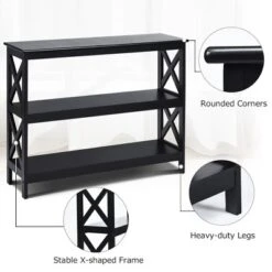 Costway 3-Tier Console Table X-Design Bookshelf Sofa Side Accent Table W/Shelf EspressoBlack -Lush Living Store GUEST 86ce8f2c 9e01 42ff a6c5 f742e4cacce3