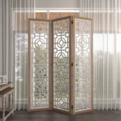 Farmhouse Wood Patterned Room Divider Screen White - Olivia & May -Lush Living Store GUEST 870d4570 a4e9 4420 a568 7c02ea957d78