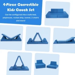 Costway 4-Piece Convertible Kids Couch Or 2 Chairs Toddler To Teen Sofa And Play Set -Lush Living Store GUEST 87186c7d 0865 4215 8499 bbcb7f11bd19