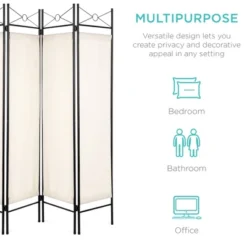 Best Choice Products 6ft 4-Panel Folding Privacy Screen Room Divider Decoration Accent W/ Steel Frame -Lush Living Store GUEST 879445d6 26c9 4705 96a2 6d8b726e4e1f