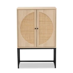 Ardon Bohemian Wood And Metal 2 Door Storage Cabinet With Rattan Light Brown/Black - Baxton Studio -Lush Living Store GUEST 87bb9ff8 e26e 43cb 837e d2d015be3d1a