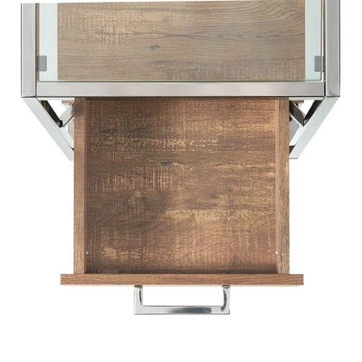 Hampton Rectangle Storage Side Chair Table Light Walnut/Chrome - Picket House Furnishings 6 Hampton Rectangle Storage Side Chair Table Light Walnut/Chrome - Picket House Furnishings - Image 4