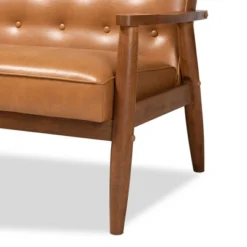 Sorrento Mid-Century Faux Leather Upholstered Wood Sofa Walnut/Brown - Baxton Studio -Lush Living Store GUEST 884d9ad7 85eb 4387 a91e 1d66b61b913c