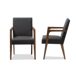Set Of 2 Andrea Mid - Century Modern Upholstered Wooden Armchair - Dark Gray - Baxton Studio -Lush Living Store GUEST 885b3c85 ee3b 417f a56d 51926da1e01d