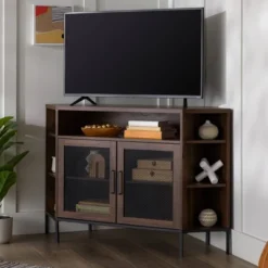 Corner TV Stand For TVs Up To 55" With Metal Mesh Doors - Saracina Home -Lush Living Store GUEST 88d0e731 6b74 460a 9bf1 e8c2b228eacb