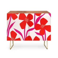 Maritza Lisa Red And Pink Floral Pattern Credenza - Deny Designs -Lush Living Store GUEST 88f9e18d 0e24 4438 b8c6 c9278dfcebe4