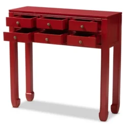Pomme Accent 6 Drawer Console Table Red - Baxton Studio -Lush Living Store GUEST 8926acbc a54b 4920 92b5 7374f3fca7a3