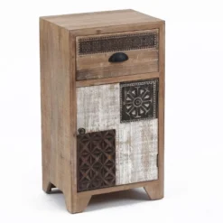 LuxenHome Wood Farmhouse 1-Drawer 1-Door Side Table With Storage. -Lush Living Store GUEST 8977d67b ed81 4630 8c6c 92a75405d55f