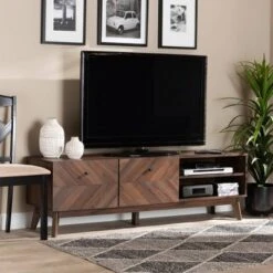 Hartman Wood TV Stand For TVs Up To 60" Walnut Brown - Baxton Studio -Lush Living Store GUEST 897e8583 5339 476a 872a 905ad7e8575a