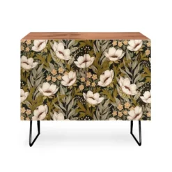 Avenie Floral Meadow Spring Green Walnut Credenza - Deny Designs -Lush Living Store GUEST 89881518 5cd1 4026 9479 0bd19f38926c