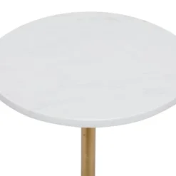 Contemporary Metal And Marble Pedestal Accent Table Gold - Olivia & May -Lush Living Store GUEST 898e7021 031b 40e7 acd8 409f6dd95e45