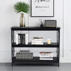Costway 3-Tier Console Table X-Design Bookshelf Sofa Side Accent Table W/Shelf EspressoBlack -Lush Living Store GUEST 89a9bbad ee70 464a ad6c b09455788d27