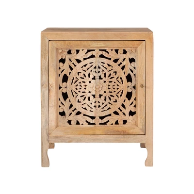 Heady 1 Door Carved Cabinet Natural - Powell Company 4 Heady 1 Door Carved Cabinet Natural - Powell Company - Image 2