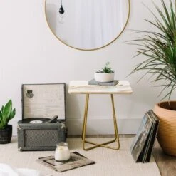 Marta Barragan Camarasa Marbling Mountains Side Table Gold - Deny Designs -Lush Living Store GUEST 8a223b24 ee6f 4c2b ae65 e54eefe97a6c