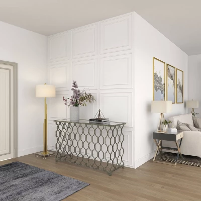 Contemporary Metal Pattern Console Table Silver - Olivia & May 15 Contemporary Metal Pattern Console Table Silver - Olivia & May - Image 13