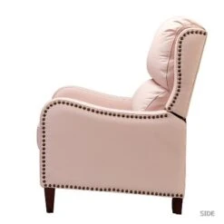 Jade Upholstered Genuine Leather Cigar Chair Recliner Armchair NailHead Tufted | Karat Home - Pink Solid -Lush Living Store GUEST 8a4395d1 37e7 441b a71e 732edc788349