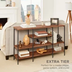 Best Choice Products 55in Industrial 4-Tier Console Table W/ Tall Shelves, Metal Frame -Lush Living Store GUEST 8a5d65a5 59be 4ae8 b9a1 57d3618089a6