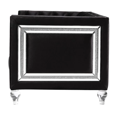 67" Heibero Sofa Black Velvet - Acme Furniture 6 67" Heibero Sofa Black Velvet - Acme Furniture - Image 4