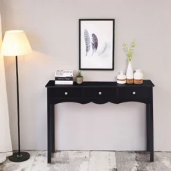 Costway Console Table Hall Table Side Table Desk Accent Table 3 Drawers Entryway Black -Lush Living Store GUEST 8aec2209 9657 41d0 a8c9 783521d9f079