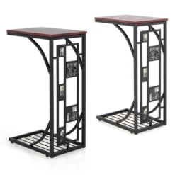 Costway 1PC2 PCS C-Shaped Side Sofa Narrow Snack Table For Living Room Bedroom Small Space -Lush Living Store GUEST 8c70b92e d4a0 4fc7 8210 992dddd26897