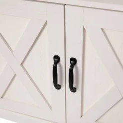 60" Brayden Modern Farmhouse TV Stand For TVs Up To 64" With Storage Cabinets White/Rustic Oak - Taylor & Logan -Lush Living Store GUEST 8c8f5d35 70ad 4b56 b35e 396935db8e2c