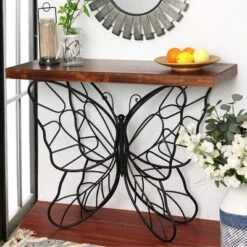 LuxenHome Wood Top Metal Butterfly Accent Console And Entry Table -Lush Living Store GUEST 8ccec3b2 7d82 4179 9248 86107addd4e2