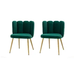 Set Of 2 Barbara Contemparary Velvet Vanity Stool For Makeup Room, Moden Accent Side Chairs For Living Room With Shell Back And Golden Metal Legs| ARTFUL LIVING DESIGN -Lush Living Store GUEST 8dad0748 502a 45c0 bd69 f0183d3b46ba