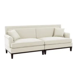 81.8" Upholstered Country Loveseat Sofa With Wooden Legs And Two Throw Pillows-ModernLuxe -Lush Living Store GUEST 8dd9503c 0fea 45db b6ae 3bce939e1f37