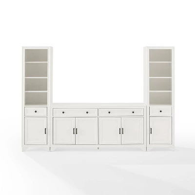 3pc Tara Entertainment Set With Open Shelving Distressed White - Crosley 7 3pc Tara Entertainment Set With Open Shelving Distressed White - Crosley - Image 5