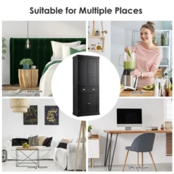 Costway Kitchen Cabinet Pantry Cupboard Freestanding W/Shelves Grey/Espresso -Lush Living Store GUEST 8e505ff2 095b 4393 9ed6 502bef8e89c3