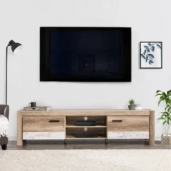 Joliet Duotone TV Stand For TVs Up To 90" Beige/White - CorLiving -Lush Living Store GUEST 8e83c43c 8637 4a41 8dc1 905c9decf397