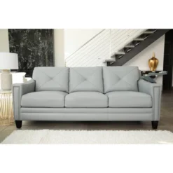 Anne Leather Sofa Light Blue - Abbyson Living