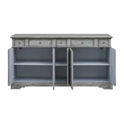 Brett Antique Inspired 4 Door 4 Drawer Storage Credenza/Sideboard Weathered Gray - Treasure Trove -Lush Living Store GUEST 8f033d47 9260 4545 86b4 4c6993a0c8e4