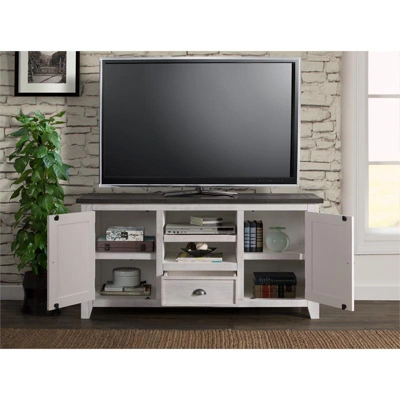 Monterey Solid Wood TV Stand In White With Gray Top - Martin Svensson Home 4 Monterey Solid Wood TV Stand In White With Gray Top - Martin Svensson Home - Image 2