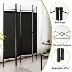 Costway 6 FT 4-Panel Folding Room Divider Freestanding Privacy Screen Steel Frame BrownBlackWhite -Lush Living Store GUEST 8f340e36 0df4 4fe4 8a4d a41da4d54ec1
