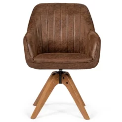 Costway Mid Century Swivel Accent Chair Hot-Stamping Cloth Armchair Retro Brown -Lush Living Store GUEST 8f37b87c 3c68 449d b72a 31fd9bca095e